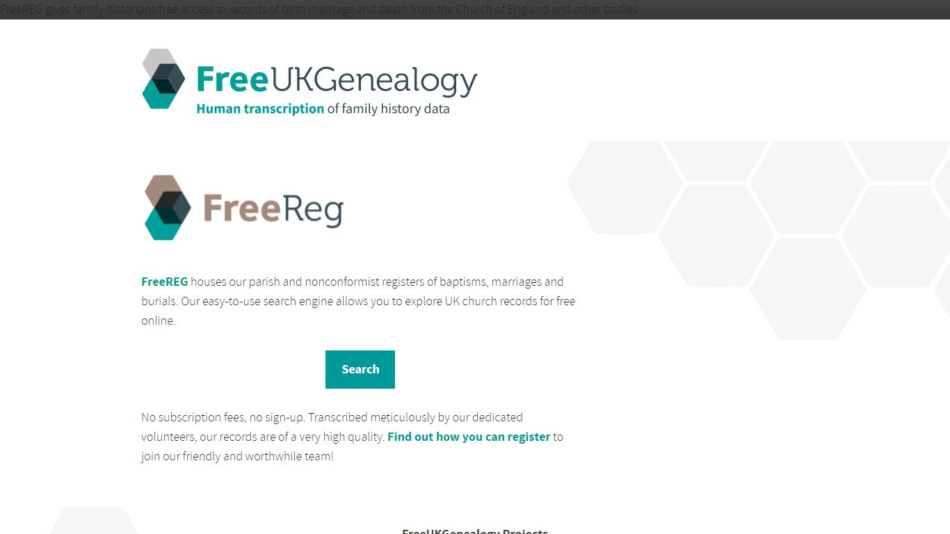 FreeREG - UK Parish Registers - Free UK Genealogy